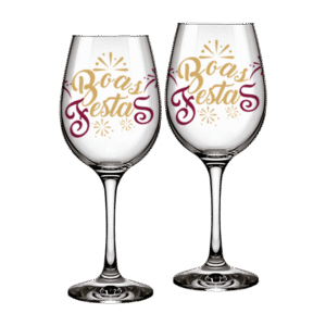 Kit Com 2 Taças de Vinho - Boas Festas