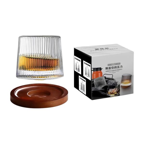 Copo Rotativo para Whisky 200ml com Base de Madeira - Imagem 2
